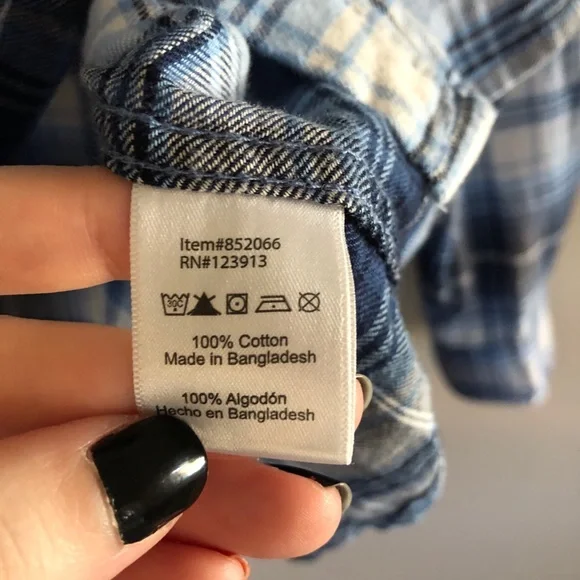 JACHS Girlfriend Blue Plaid Bea Western Button Down Flannel Top - Picture 9 of 10